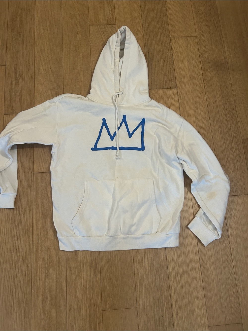 Basquiat Hoodie Sweatshirt with Blue Crown Graphic